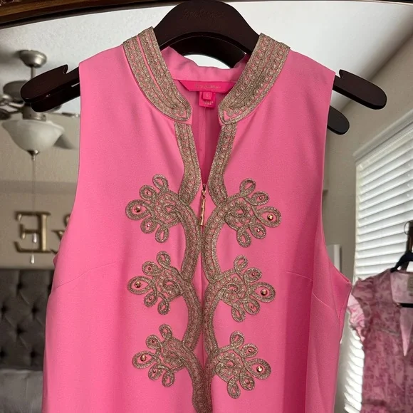 Lilly Pulitzer Pink Dress with Gold Detailing - Picture 3 of 10